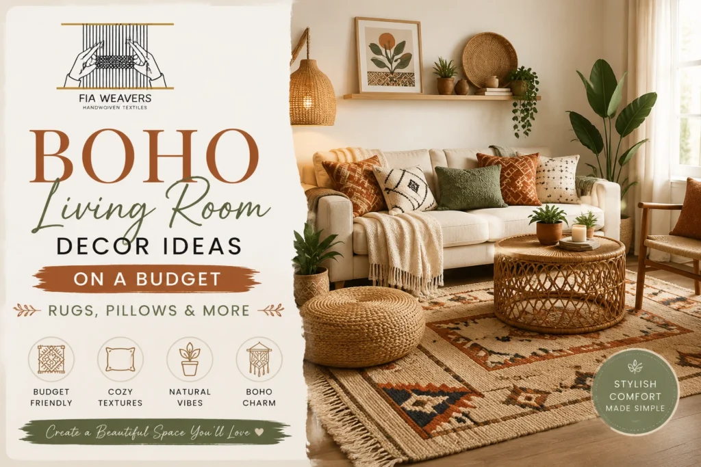 Boho Living Room Decor Ideas On A Budget: Rugs, Pillows & More
