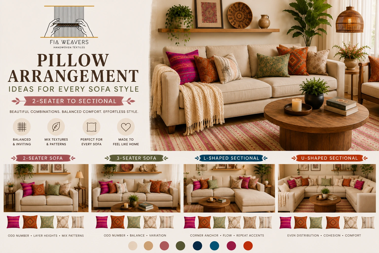 Pillow Arrangement Ideas For Every Sofa Style 2-Seater To Sectional