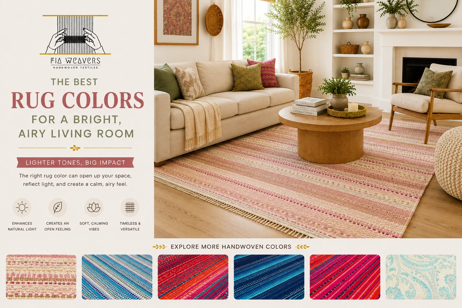 The Best Rug Colors For A Bright, Airy Living Room