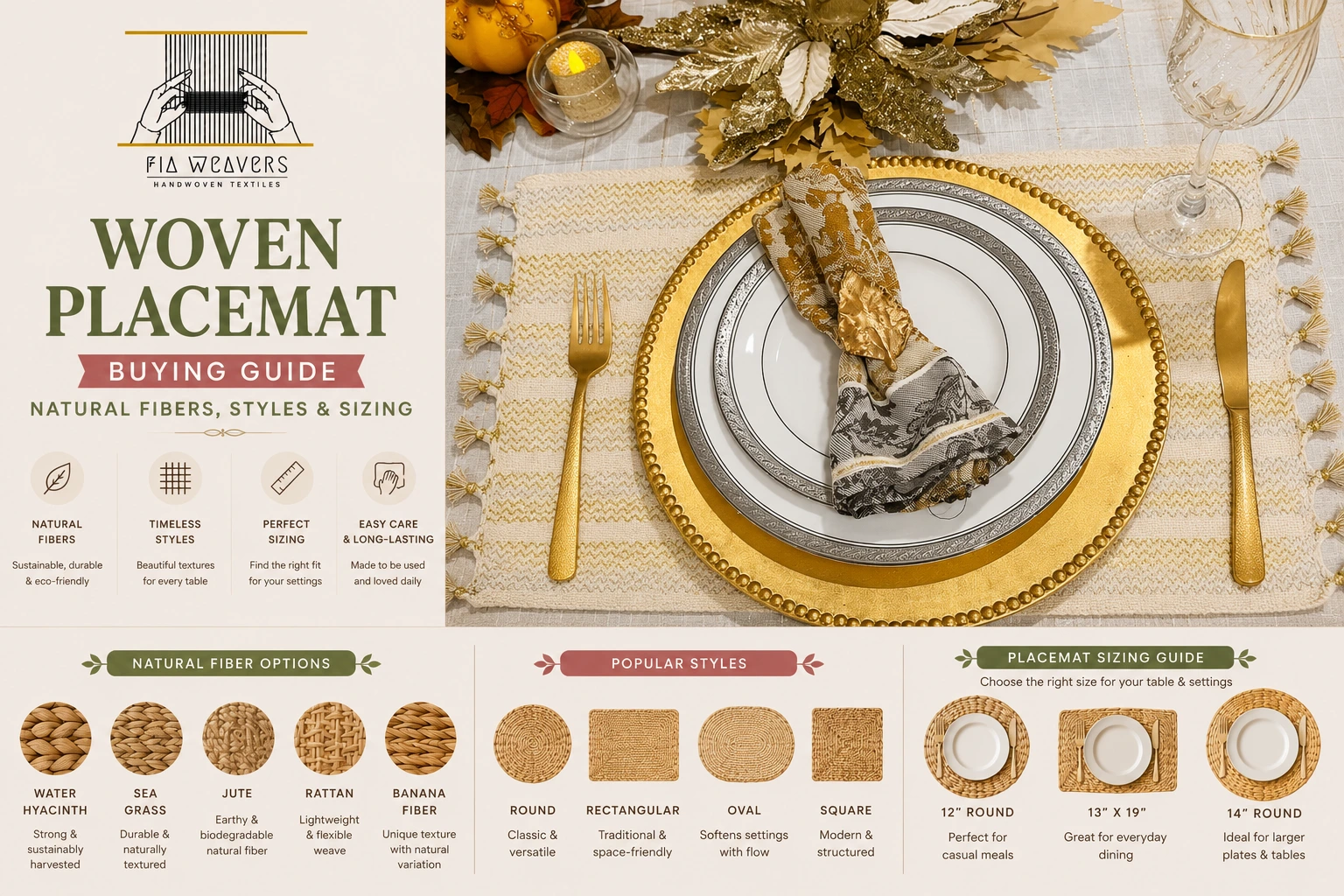 Woven Placemat Buying Guide Natural Fibers, Styles & Sizing